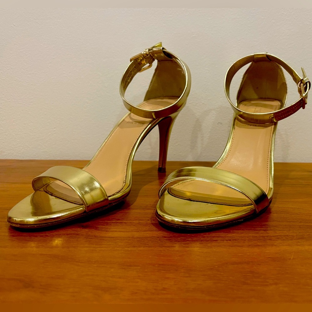 Jcrew mirror metallic high heel sandal gold 8.5